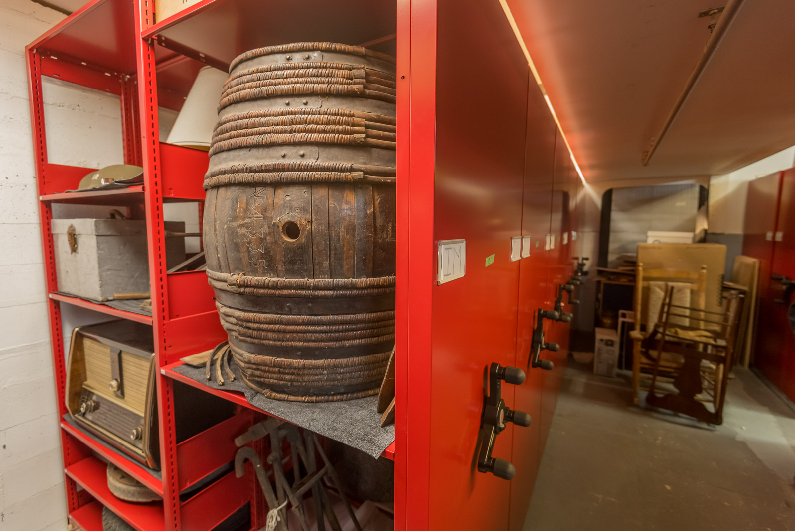 Collection storage located in the basement of the museum